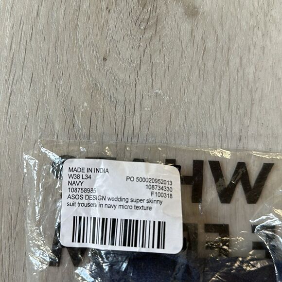 ASOS DESIGN Wedding super skinny suit pants in navy micro texture W38XL34 Nwt - Picture 6 of 7